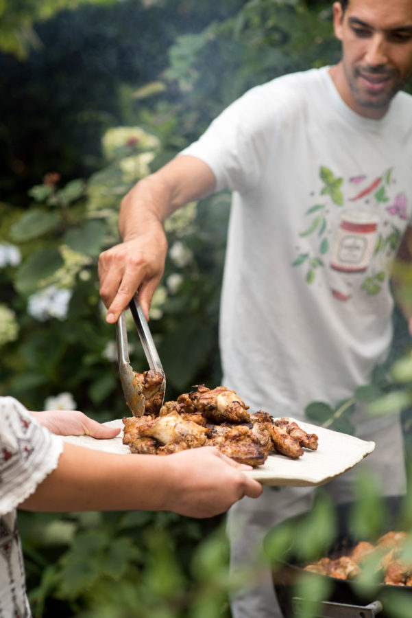 maroccan grille chicken being plated